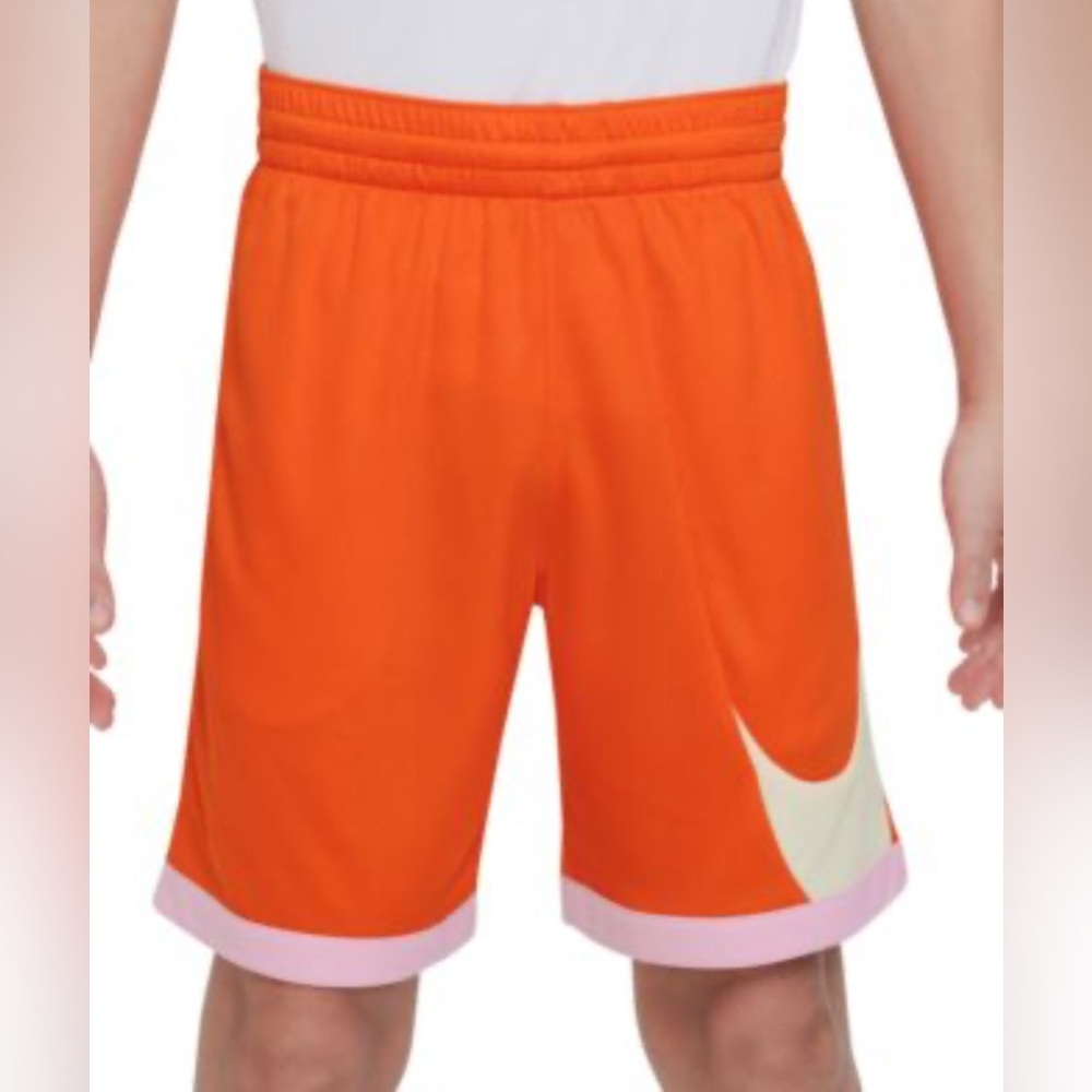 Nike Boys Dri-Fit Shorts in Orange and White| Size: L